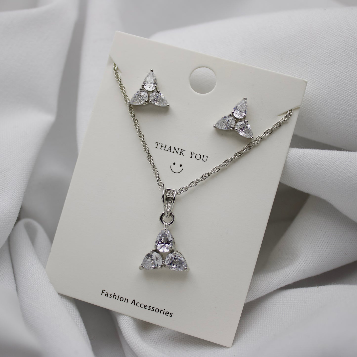 Triangle Cubic Zirconia Pendant Set in Sterling Silver