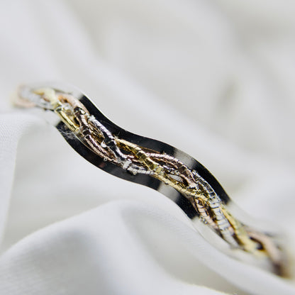 Sterling Silver Bangle with Gold-Plated Engraved Design