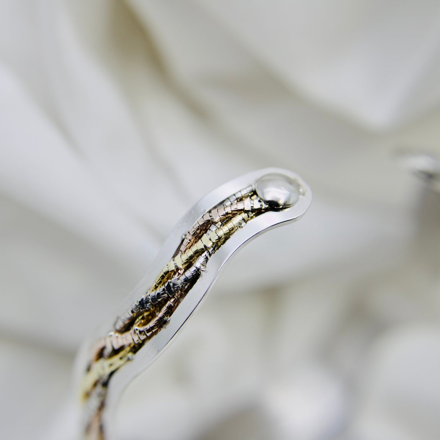 Sterling Silver Bangle with Gold-Plated Engraved Design