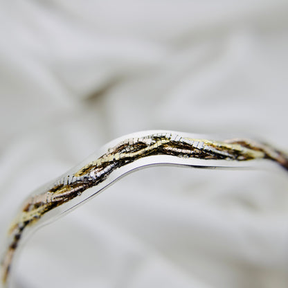 Sterling Silver Bangle with Gold-Plated Engraved Design