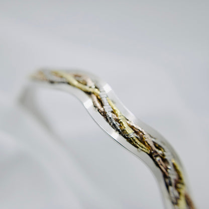 Sterling Silver Bangle with Gold-Plated Engraved Design