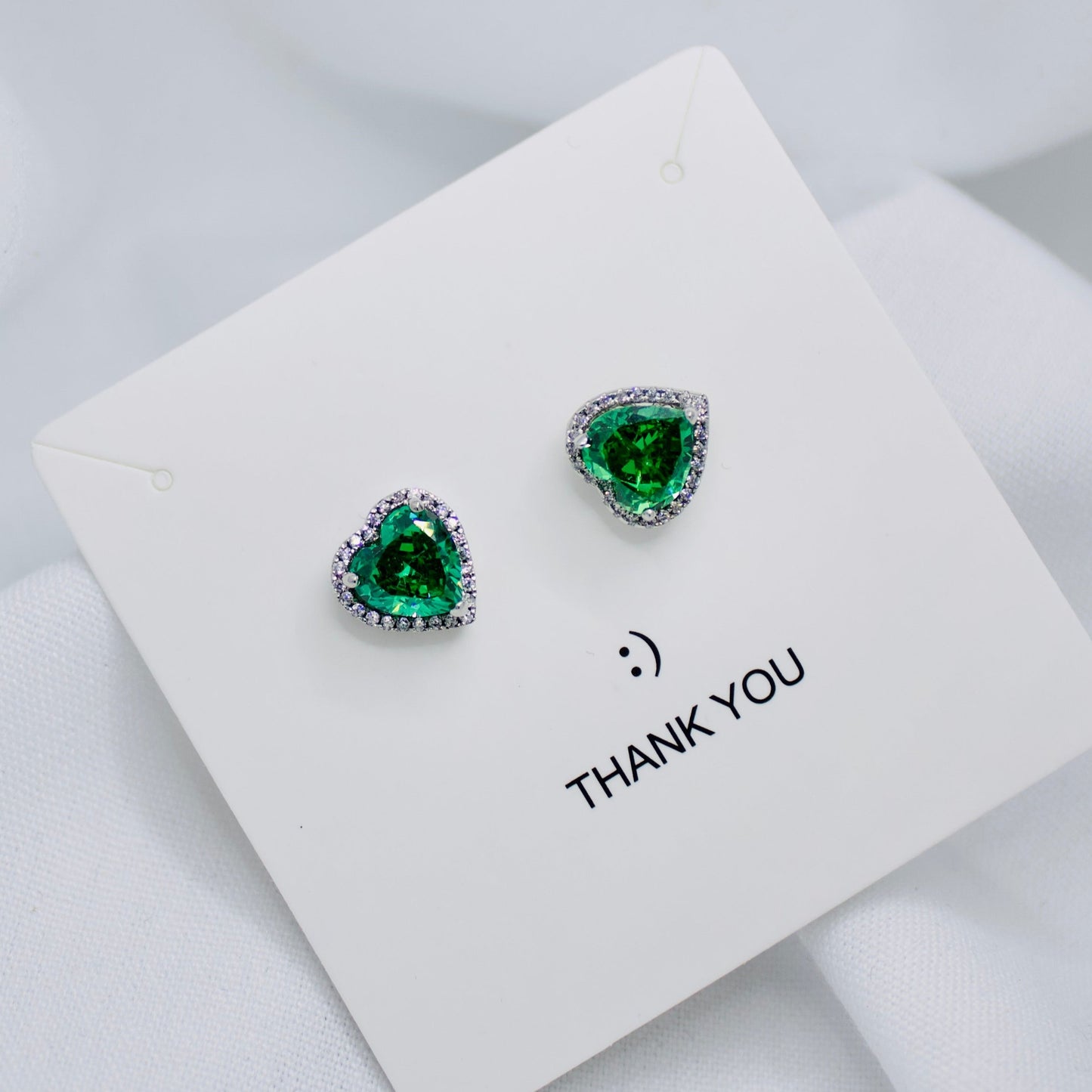 Heart-Shaped Green Earrings