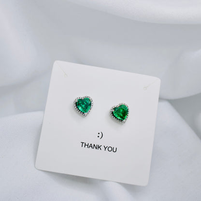 Heart-Shaped Green Earrings