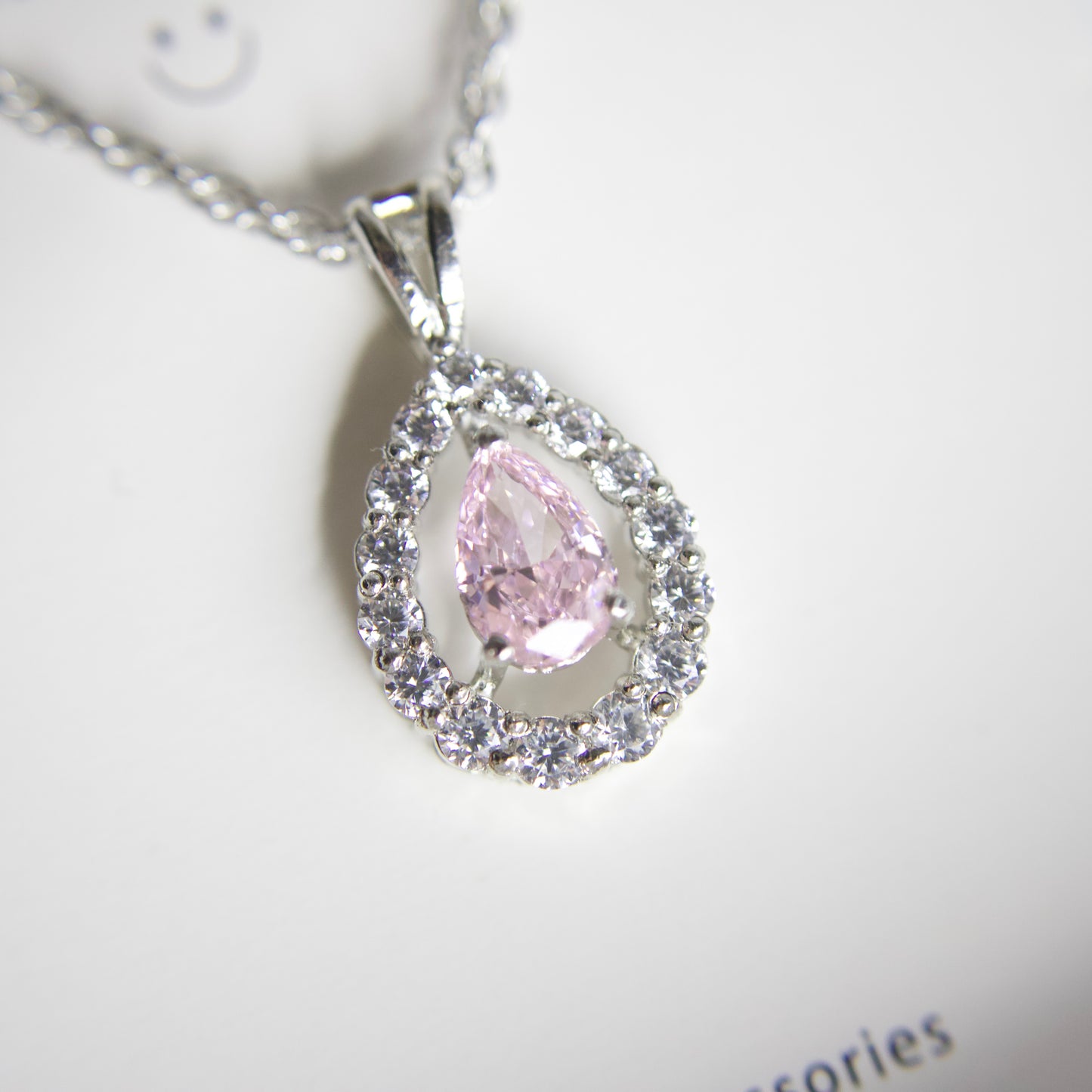 Sterling Silver Pink Topaz  Pendant Necklace Set