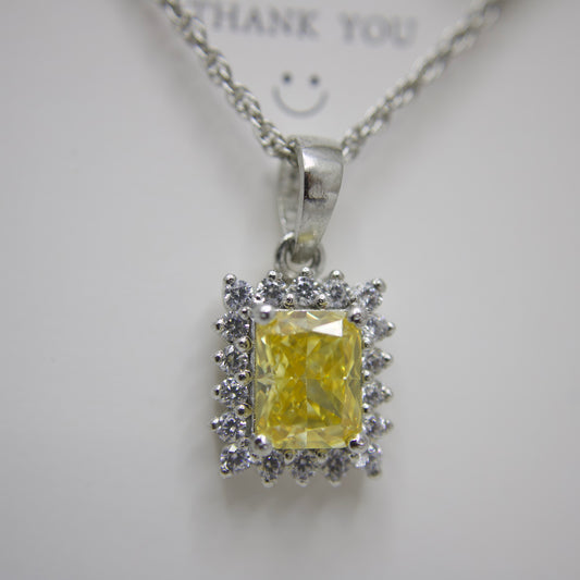 Sterling Silver Yellow Cubic Zirconia