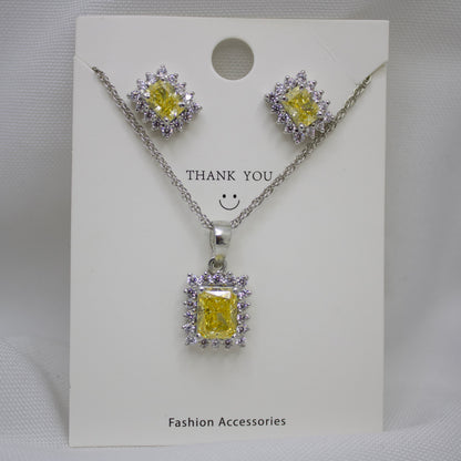 Sterling Silver Yellow Cubic Zirconia