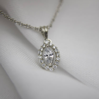 White Cubic Zirconia Rhodium Over Sterling Silver Necklace