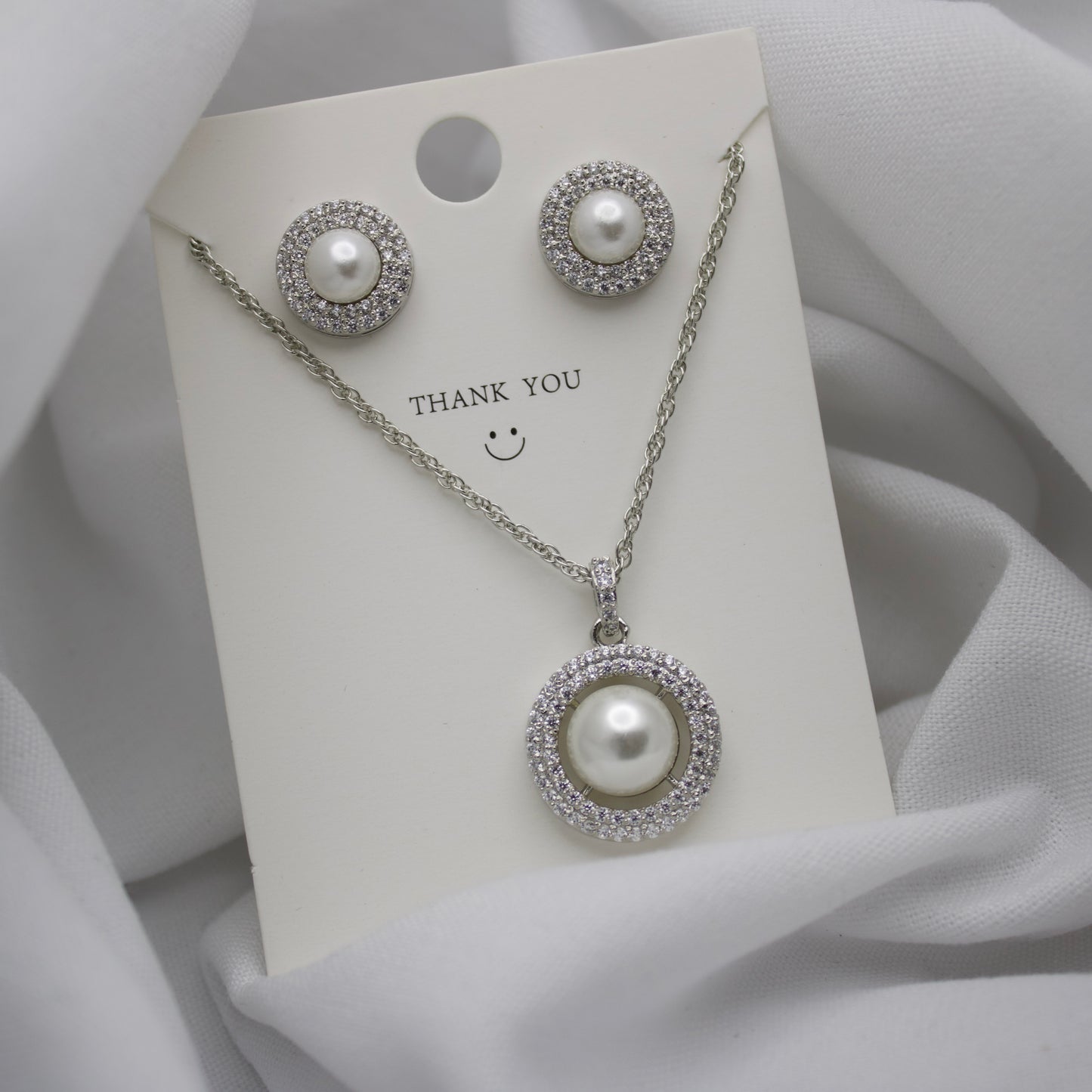 Freshwater Button Pearl Sterling Silver Pendant Set