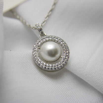 Freshwater Button Pearl Sterling Silver Pendant Set