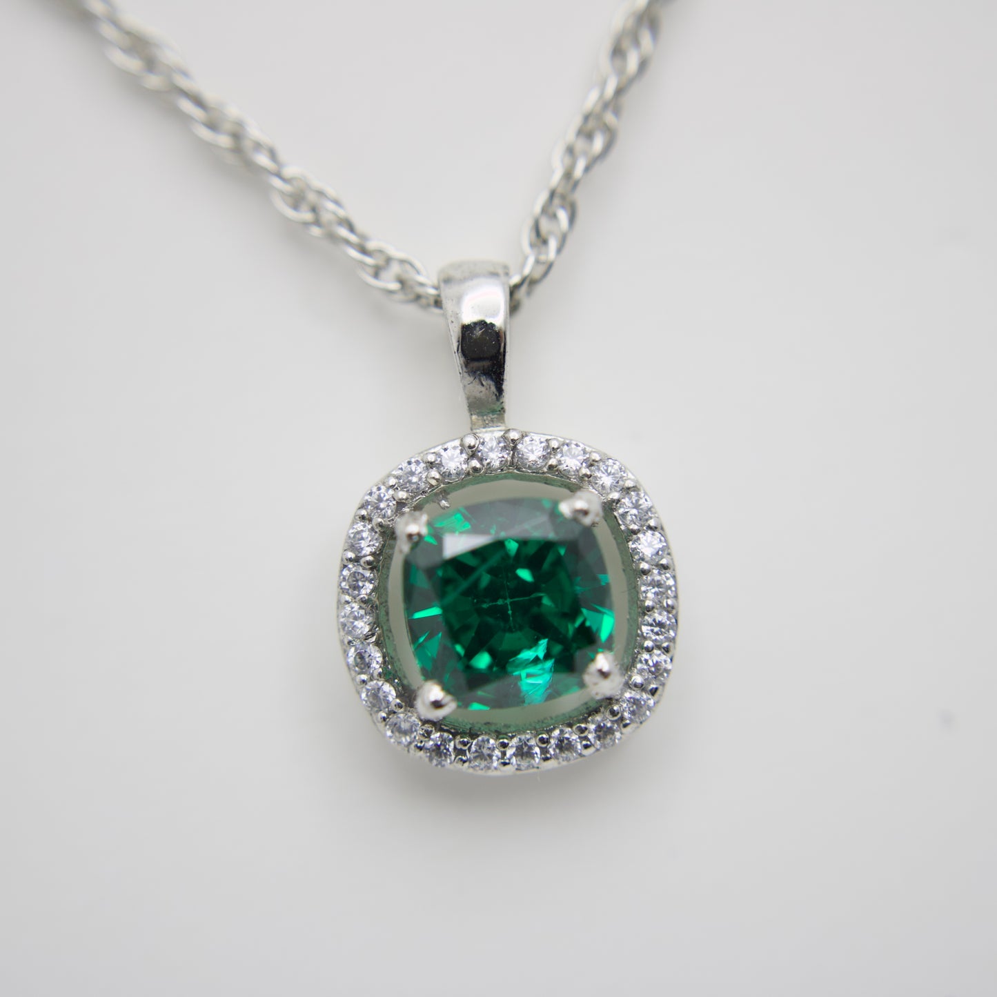 Emerald Solitaire Style Pendant Set