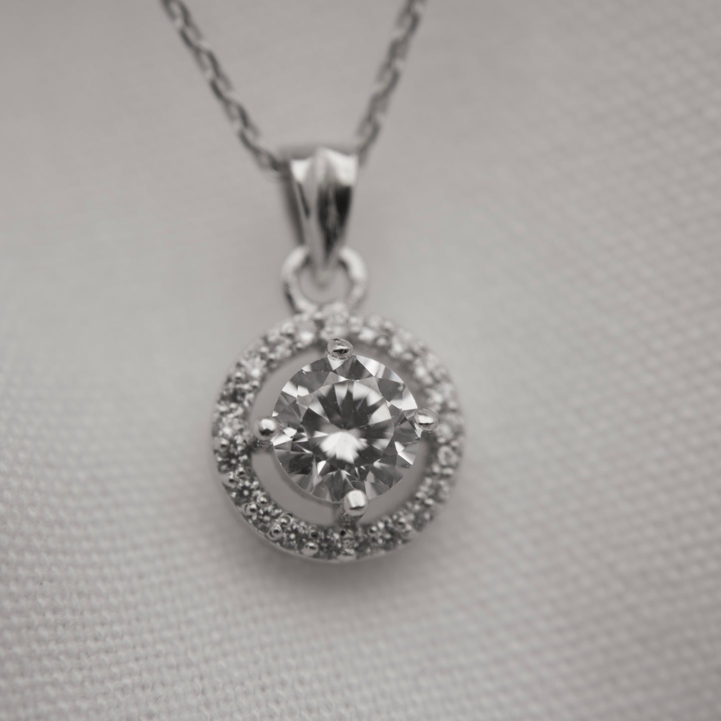 Sterling Silver Round-Cut Cubic Zirconia Pendant Set