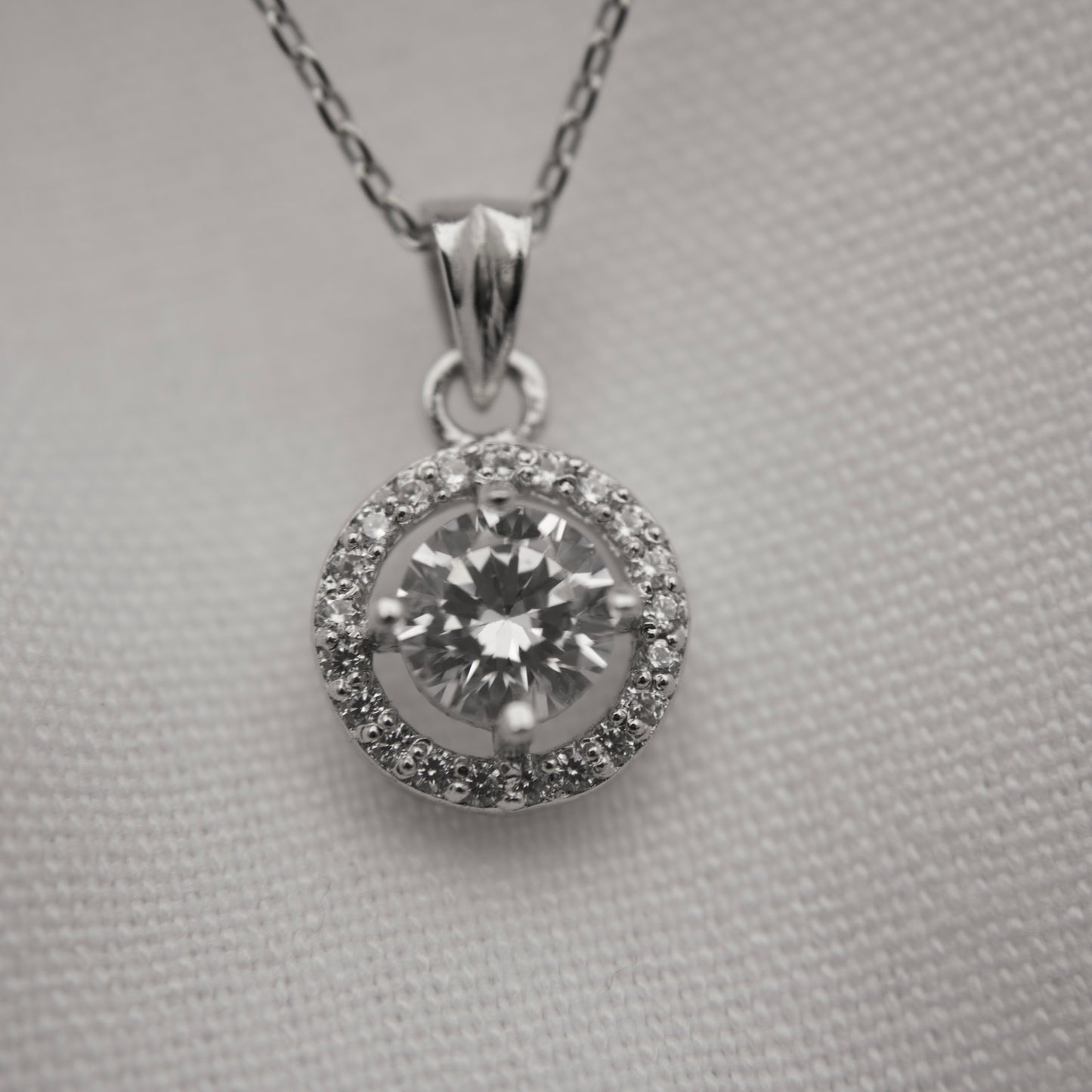 Sterling Silver Round-Cut Cubic Zirconia Pendant Set