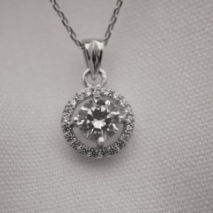 Sterling Silver Round-Cut Cubic Zirconia Pendant Set