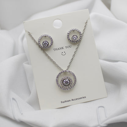 Sterling Silver Cubic Zirconia Pendant Set