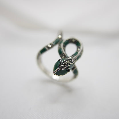 Snake Shape Sterling Silver Cocktail Ring