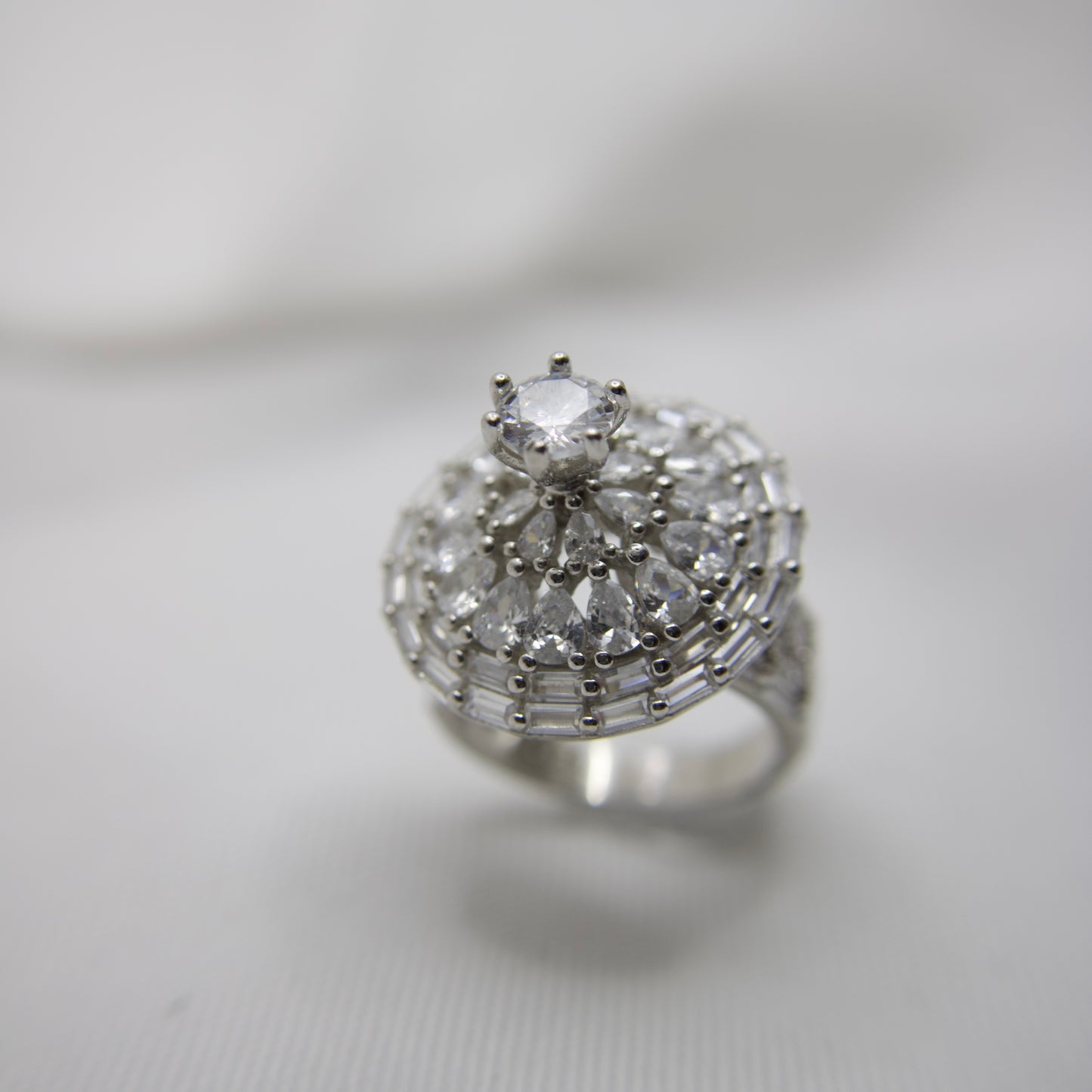 White Cubic Zirconia Sterling Silver Ring