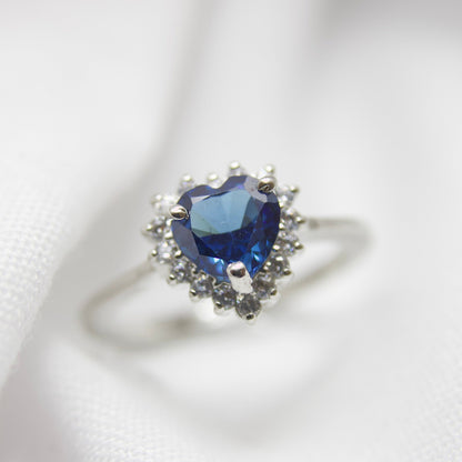 Blue Sapphire Heart Ring