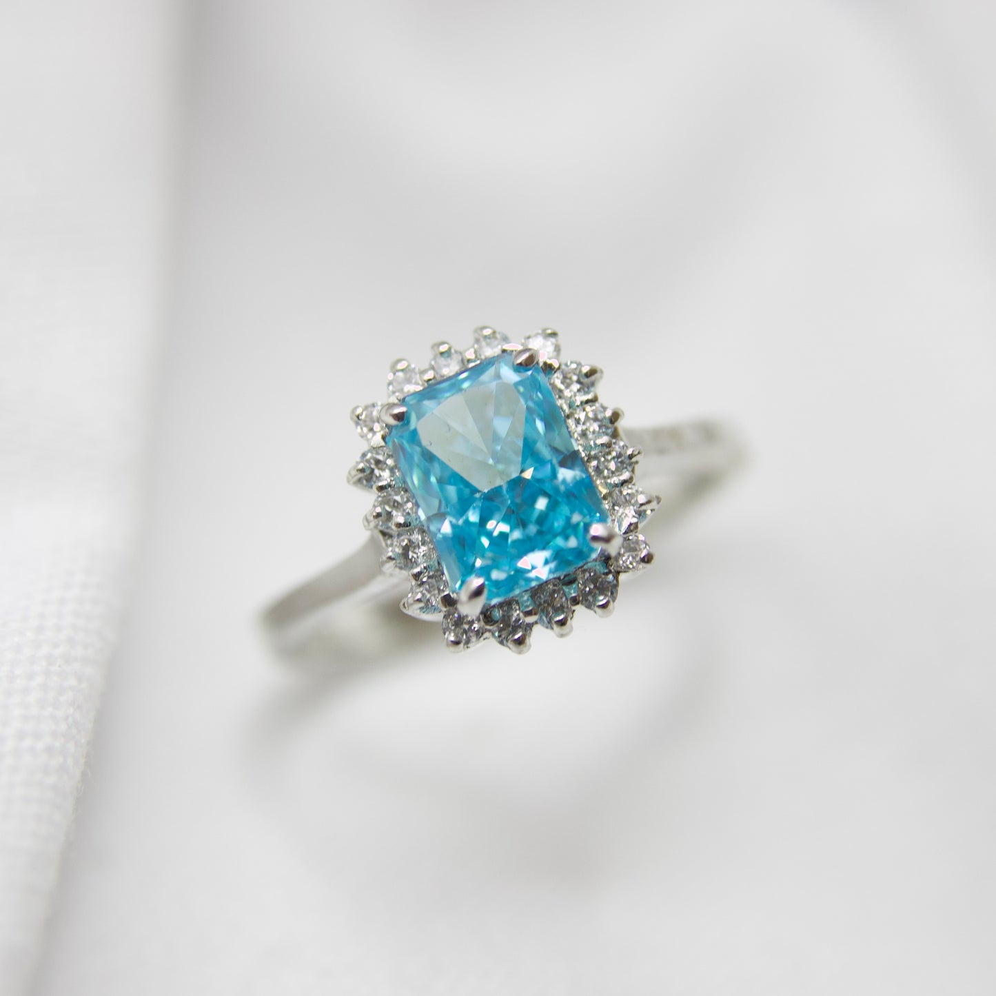 Emerald-Cut Blue Topaz Ring in Sterling Silver