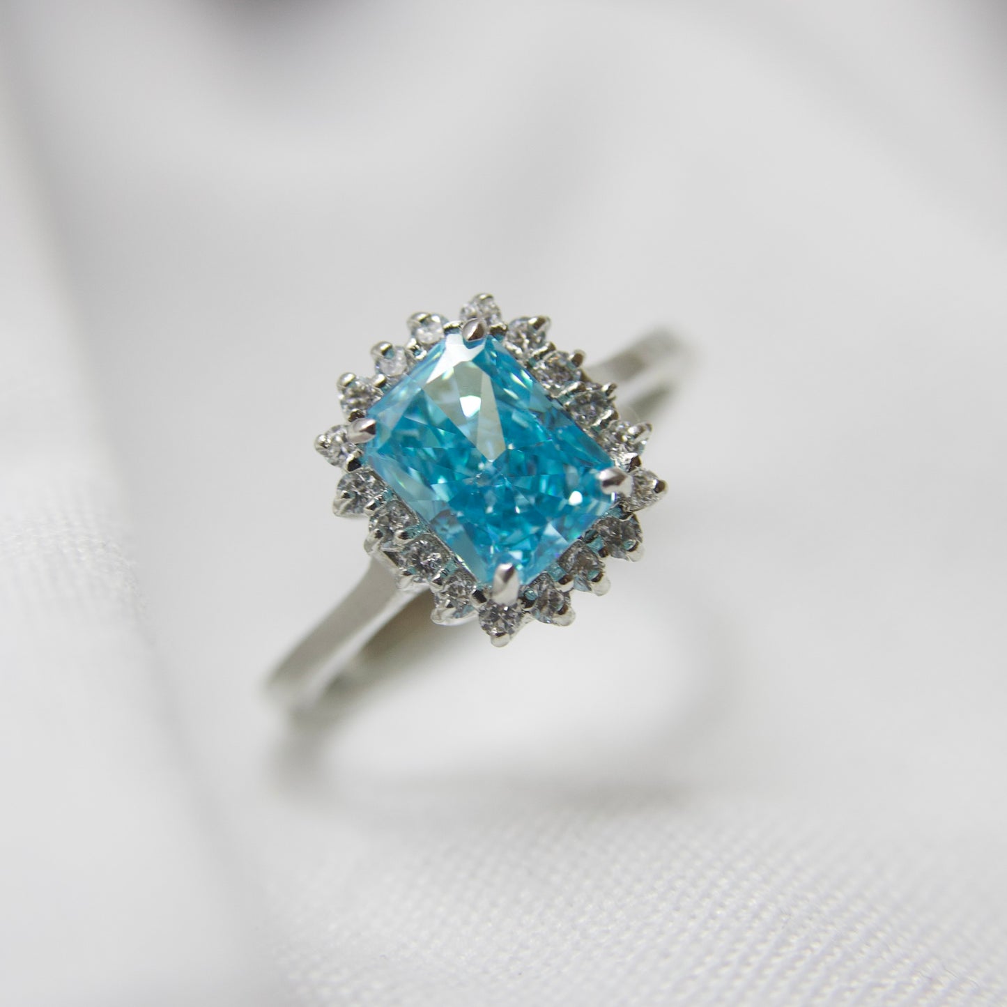 Emerald-Cut Blue Topaz Ring in Sterling Silver