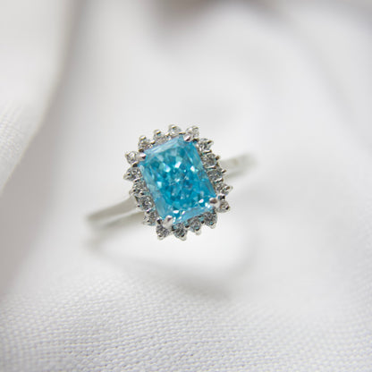 Emerald-Cut Blue Topaz Ring in Sterling Silver