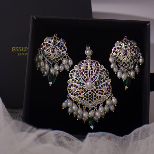 Gold-Plated Silver Jadau Pendant Set
