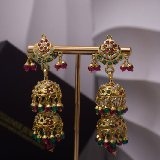 Gold-Plated Silver Jhumka Earrings