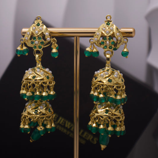 Gold-Plated Silver Jhumka Earrings
