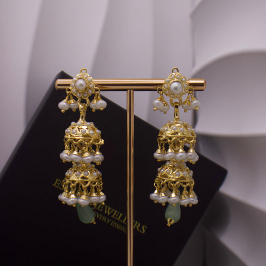 Gold-Plated Silver Jhumka Earrings